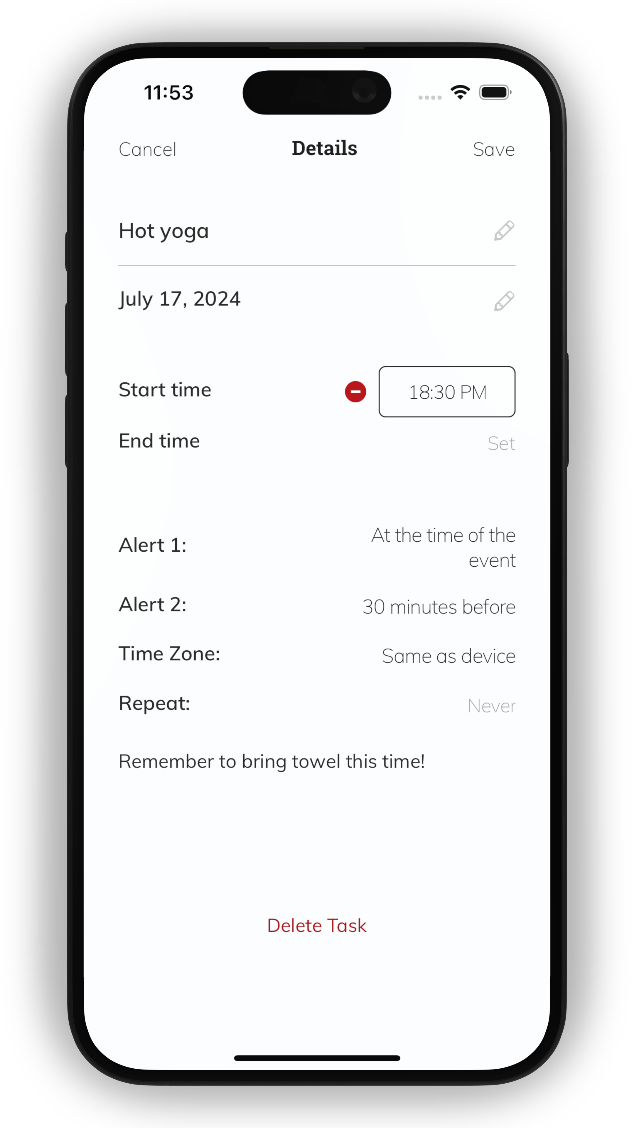 Listberry Task Details Screenshot